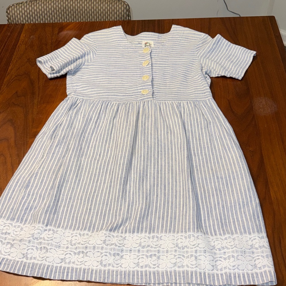 Vintage Blue and White Striped Dress
